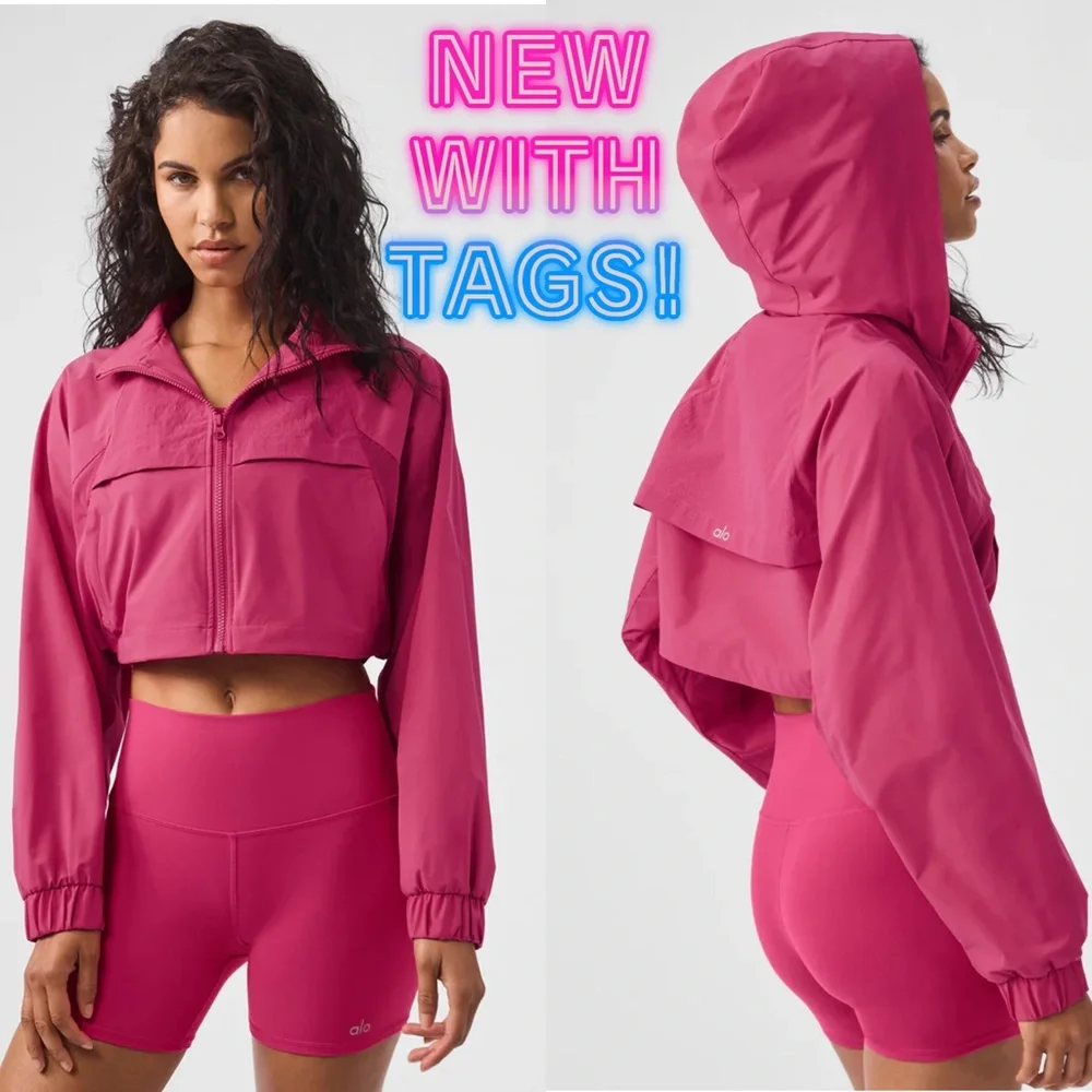 NWT Alo Yoga‎ ✨ Cropped Playmaker Jacket Pink Summer Crush Size Large (12-14)